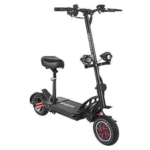 Electric Scooter : Hiboy Titan Pro Electric Scooter with Seat 37.5 Mph - 2400W （1200W * 2） motor, 10'' Inflatable Tyres, Range up to 45 Miles, Folding Offroad Electric Scooter for Adults