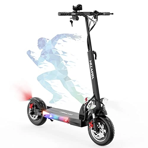 Electric Scooter : HITWAY Electric Scooter 10 Inch with Powerful Motor|Speed Adjustment|Cruise System|Foldable Design | Digital Display | LED Headlight