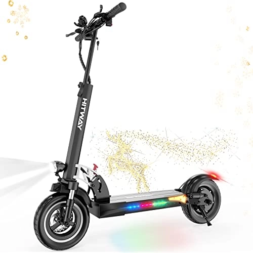 Electric Scooter : HITWAY Electric Scooter, Folding Electric Offroad Scooter Three Speed Driving Modes