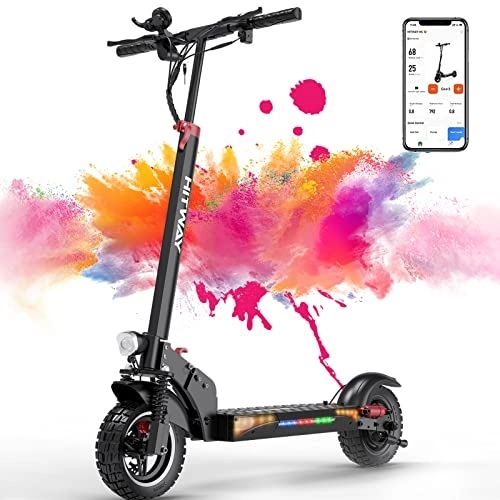 Electric Scooter : HITWAY Electric Scooter Pro 10" Off-Road Tires with App, Foldable E Scooter, 500W Motor, 13 Ah Battery, Three Speed Adjustment, Cruise System, Suitable for Adults