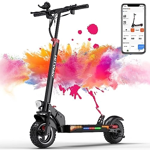 Electric Scooter : HITWAY Electric Scooter Pro 10'' Off-Road Tires with App, Foldable E Scooter, 500W Motor, 13 Ah Battery, Three Speed Adjustment, Cruise System, Suitable for Adults, Pro Black (H5)