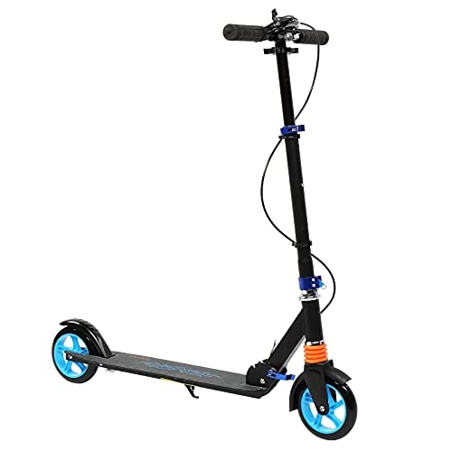 Electric Scooter : Hmvlw Electric scooter Adult Scooter Foldable Scooter Commuter Scooter Three-speed Adjustment Function Blue Youth Sports Scooter Light Aluminum Alloy Deck Scooter