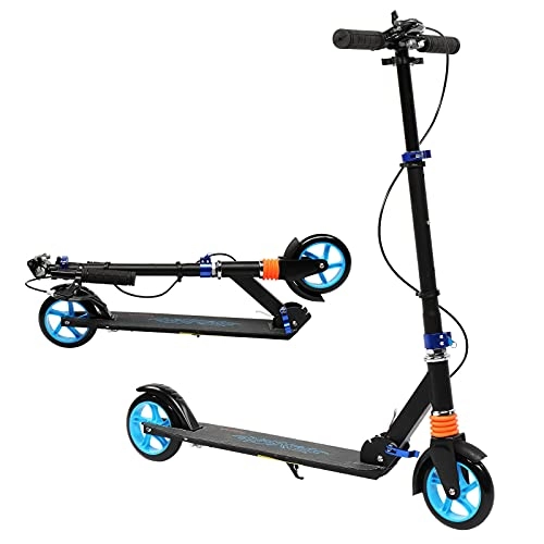 Electric Scooter : Hmvlw Electric scooter Aluminum Alloy Three-speed Adjustable Blue Scooter 98 * 82 * 34cm Lightweight Portable Folding Fast Scooter