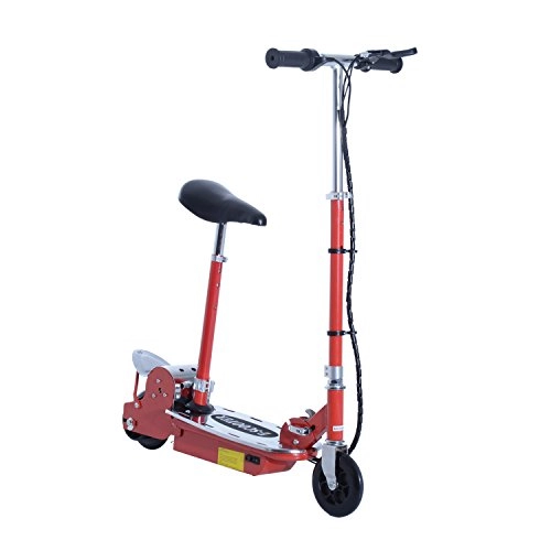 Electric Scooter : HOMCOM 120W Teens Foldable E-Scooter Kids Electric Scooters 24V Rechargeable Battery Adjustable Ride on Outdoor Toy (Red)