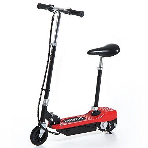 Electric Scooter : Homcom Electric Foldable Scooter with Handbrake and Adjustable Seat, red, 78*40*96cm