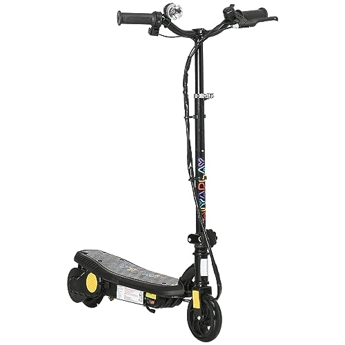 Electric Scooter : HOMCOM IE Located Folding Electric Scooter, E-Scooter with LED Headlight, Warning Bell, Adjustable Height, 12km / h Max Speed, 120W, for Ages 7-14 Years, Black