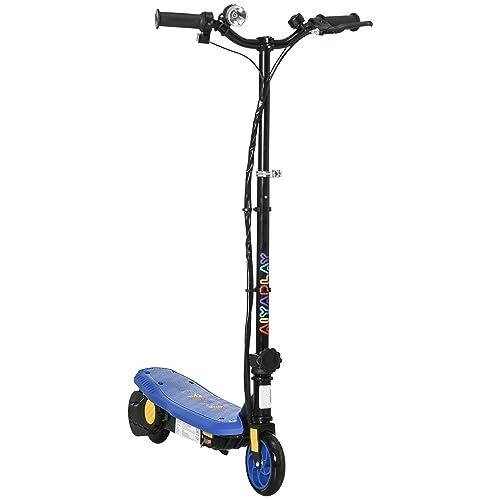 Electric Scooter : HOMCOM IE Located Folding Electric Scooter, E-Scooter with LED Headlight, Warning Bell, Adjustable Height, 12km / h Max Speed, 120W, for Ages 7-14 Years, Blue