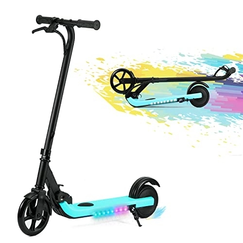 Electric Scooter : HST Electric Scooter for Children 4 to 12 Years, Motor 200W Scooter Kickscooter Folding up to 6 km / h, 7" Wheels Blue