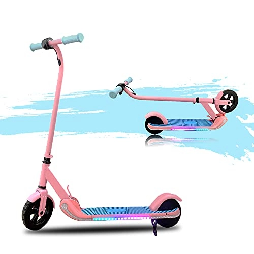Electric Scooter : HST M2 Foldable Electric Scooter E Scooter Kids Electric Scooter with LED Display, 3 Speed Modes, 150W, up to 15KM / h, 7" Wheels for Kids Pink