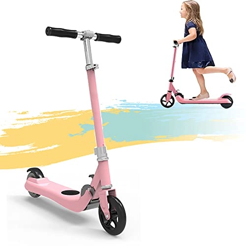 Electric Scooter : HST Q3 Electric Scooter Height Adjustable Smart E Scooter Kick Scooter Stunt Scooter 100 W | 25.2V 0.9A Battery | 6 km / h for Kids (Pink)