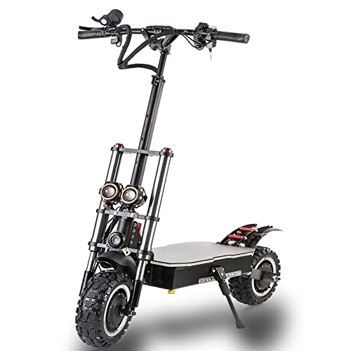 Electric Scooter : HWWH Electric Scooter Adult Fast High Power Dual Motor Folding Off Road E Scooter 11in Vacuum Tires Dual Suspension Disc Brake 60V 33Ah Lithium Battery Max Endurance 100km