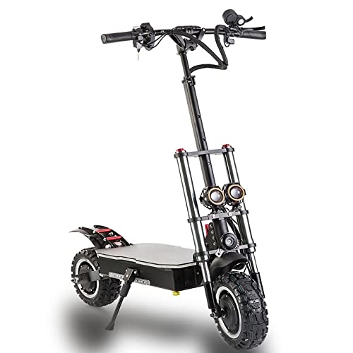 Electric Scooter : HWWH Electric Scooter for Adults Fast Off Road E Scooter Folding 3 Speed Modes Dual Motor Dual Suspension 2 wheels 11 In Vacuum Tires Disc Brake 60V 33Ah Lithium Battery 400kg Load
