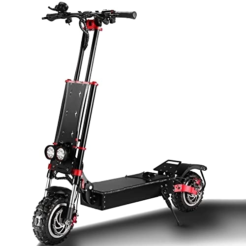 Electric Scooter : HWWH Electric Scooter for Adults Fast Off Road E Scooter Folding 3 Speed Modes Dual Motor Dual Suspension 2 wheels 11 In Vacuum Tires Disc Brake 60V 38Ah Lithium Battery 200kg Load
