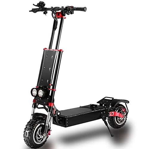 Electric Scooter : HWWH Electric Scooter for Adults Fast Off Road E Scooter Folding 3 Speed Modes Dual Motor Dual Suspension 2 wheels 11 In Vacuum Tires Disc Brake 60V 43Ah Lithium Battery 200kg Load