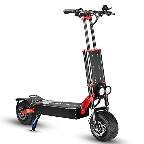 Electric Scooter : HWWH Fast Electric Scooter Adult Folding Off-Road E-Scooter Pro for Men Dual Motor 2 wheels 13in Vacuum Tires 3 Speed Modes Disc Brake 60V 43AH High Capacity Lithium Battery