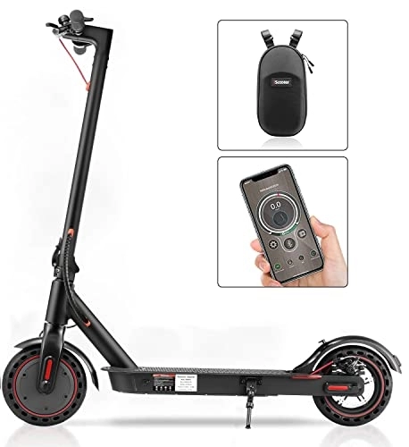 Electric Scooter : iScooter Electric Scooter App Control, Long Range 25 km Electric Scooter Adults, Maximum Speed up to 25 km / h, 8.5 inches Solid Folding Tyres Scooter Electric Scooter i9