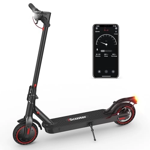 Electric Scooter : IScooter Electric Scooter, i9 Electric Scooter Adults, 8.5”Solid Tires, 30km Range, 3 Speed Mode, Foldable Electric Scooters with APP, Double Braking System for Adults and Teens