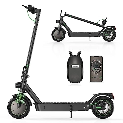 Electric Scooter : isinwheel Electric Scooter Adult 10 inch Tires, Max 45km Long Range, App Control, E-Scooter 500W Motor, 10AH Battery, 2 Speed Modes, Doual Braking System