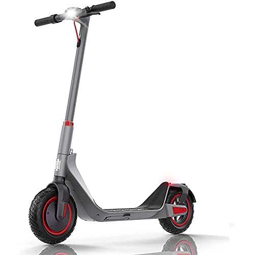 Electric Scooter : J&LILI Adult Electric Scooter 500W E Scooter 35Km Electric Scooter with LED Light, Explosion Protected 10 Inch Vacuum Air Tire 36V 10.4Ah Battery with App Control