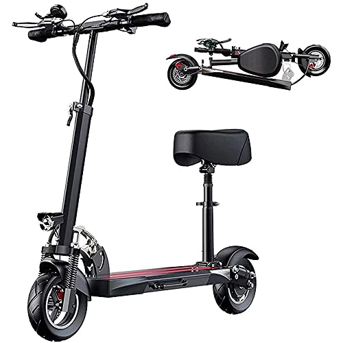 Electric Scooter : J&LILI Electric Scooter, 500W 48V with Seat And Turn Signal, Foldable Electric Scooter with Color LCD Screen, Suitable for Adults And Adolescents, Maximum Load 200 Kg, Black, 70~80km