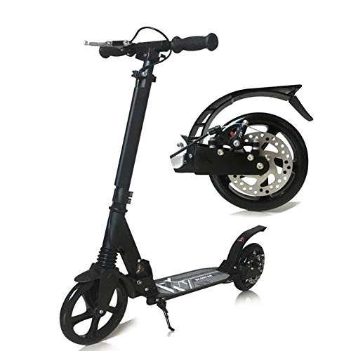 Electric Scooter : JSZHBC Foldable Child Teen Adult Scooter Folding Non-electric, Unisex Adult Kick Scooters with Disc Brakes Portable (Color : Black)