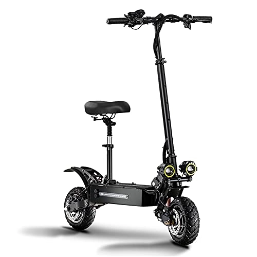 Electric Scooter : JTYX Adult Electric Scooter- Max Speed 85 km / h 11 Inch 60V 38AH Dual Motors Foldable Electric Scooter with Seat 5600W High Power Folding Mobility Scooter