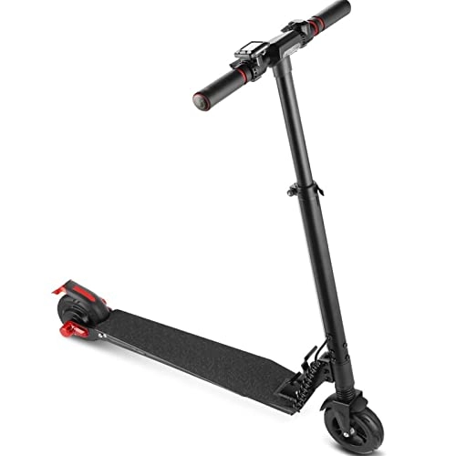 Electric Scooter : JUSTQIJUN Adjustable Height Electric Scooter Rear Wheel Drive 18 MPH Foldable (Color : Black)