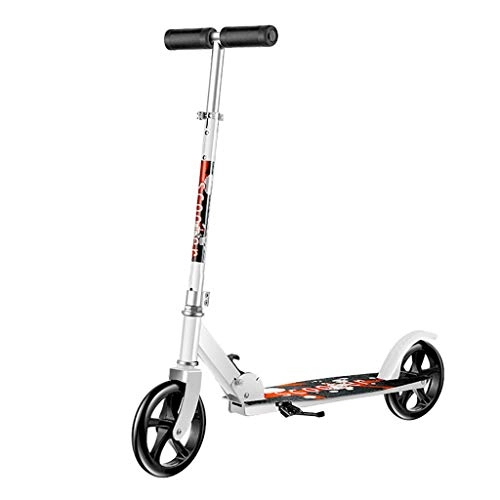 Electric Scooter : Kick Scooter, Scooter, Foldable Adult Two-wheeled Scooter, Big Wheel Scooter, Handlebar Height Adjustable (non-electric) (Color : White)
