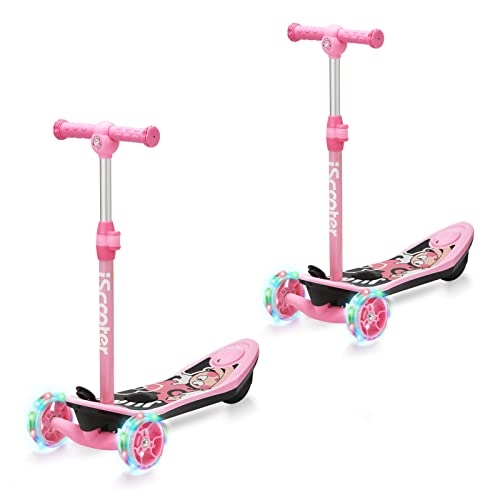 Electric Scooter : Kids Electric Scooter, 3-wheel electric scooter kids for Ages 3-12 with Long Battery Life, Flashing LED Wheels, Lean-To Steer Design Performance Boys / Girls E Scooter (PINK+PINK)