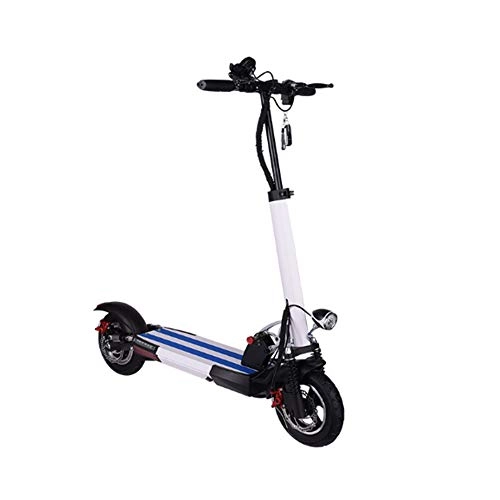 Electric Scooter : LFLDZ Electric Scooter, Aluminum Alloy 10 Inch Lithium Battery 36V-350W-6A Battery Life 10-15 Km Foldable Skateboard Adult Electric Scooter, White