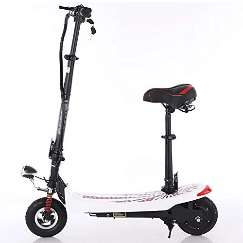 Electric Scooter : LFLDZ Electric Scooter, Lithium Battery Adult Travel Foldable Small Mini-Drive Male And Female 350W with Seat 35-50 Km with Remote Control, White