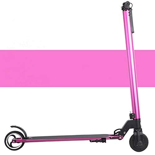 Electric Scooter : LFLDZ Portable Electric Scooter, Folding Work Travel Artifact Adult Ultralight Mini Small 6.6AH Battery Life 10-15 Km (With Shock Absorption) Electric Scooter, Pink
