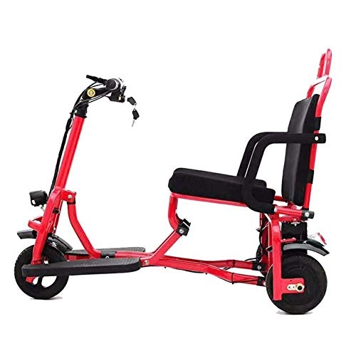 Electric Scooter : Lightweight Compact Folding Electric Scooter Electric Tricycle Three Wheel Scooter 8 15Km / H Maximum Mileage 30Km / Load 150Kg / for The Elderly and Disabled Red Assist