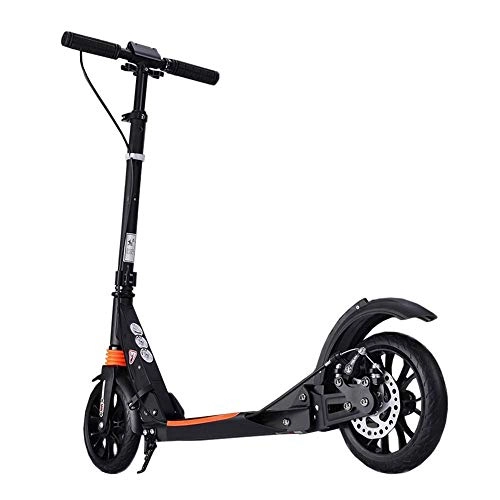Electric Scooter : LJ Scooter, Adult Kick Scooter Unisex with 2 Big Wheels, Black Adjustable Handlebars Commuter Scooters, Support 100Kg Weight, Non-Electric