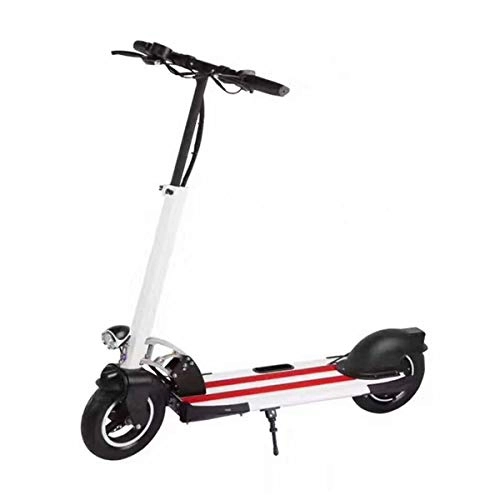 Electric Scooter : LJP Electric Folding Scooter Foldable 10" Tires 500w Motor Portable Electric E Scooter Ride 40-50 Km Range Rechargeable Battery Black (Color : White red)