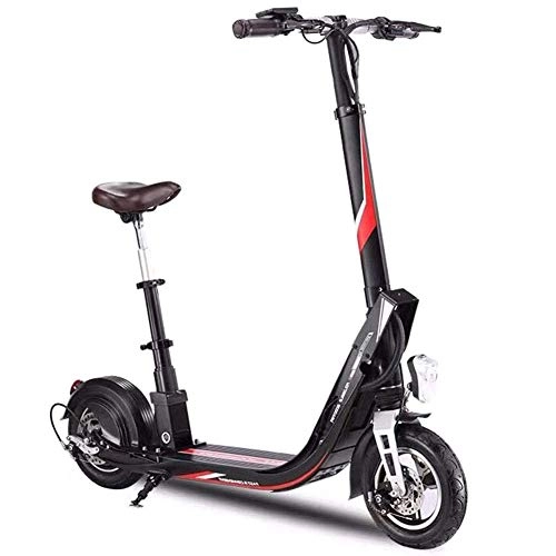 Electric Scooter : LLPDD Scooter, Foldable Portable Electric Scooter with Folding Seat 10'' 160Kg Load 25Km / H for Adult And Teenager, Black, 45~55km