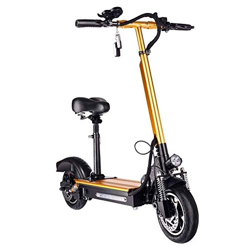 Electric Scooter : LLPDD Scooter, Lightweight Foldable Electric Scooter, 48V 500W High Speed Portable Electric Scooter for Adult And Teenager, Gold, 50~60KM