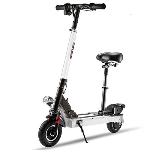 Electric Scooter : Longteng Electric Scooter For Adult, Stepless Speed Change, Fast Folding, Enhanced Explosion-proof Tire, Double Shock Absorption System, Portable And Folding Scooter (Color : White, Size : 20-30km)