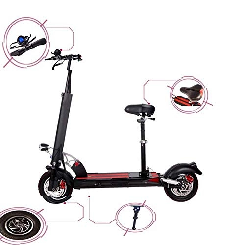 Electric Scooter : LUO Electric Scooter Adult Foldable 800W Motor 30Km / H Lithium Battery 36V10.4Ah E-Scooter With10 inch Tires with Led Light and Hd Display, White, Black