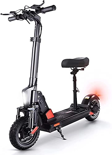 Electric Scooter : LuvTour Electric Scooter Adults 27.96 Foldable E-Scooter with Seat and Electronic Horn, 3 Gears 500W Motor 48V 13Ah Battery up to 45Km Long Range, 10" Explosion-Proof Vacuum Tire, Max Load 150Kg