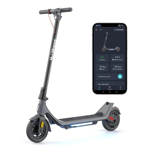 Electric Scooter : M MEGAWHEELS Electric Scooter A6, Speed Up to 25km / h, 3 speed modes, Range of 20km, 250W motor, APP control, 9 inch Puncture Proof Tire, Max Load 100KG