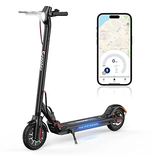 Electric Scooter : M5 Electric Scooter Adults, 3 Speed Mode - 350W Brushless Motor, 25km Long Range, LED Light, 8.5'' Solid Tires, Disc Brake & EABS, Folding Electric Scooters for Adults with APP Control