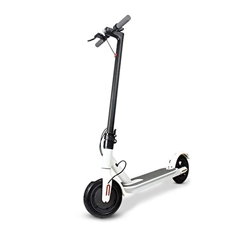 Electric Scooter : MKIU Adult Electric Scooter Power Sensor Pedal Folding Portable Explosion-Proof Solid Tires Adjustable Handlebars Suitable for Travel And Commuting, White, 6.6Ah