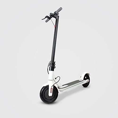Electric Scooter : MKIU Adult Electric Scooter Power Sensor Pedal Folding Portable Explosion-Proof Solid Tires Adjustable Handlebars Suitable for Travel And Commuting, White, 7.8Ah