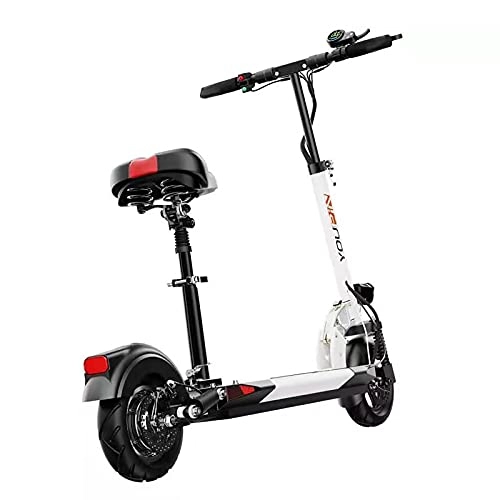 Electric Scooter : MKKYDFDJ Foldable E-scooter, Double Brake Electric Scooter Adult, Lightweight And Portable Aluminum Scooter With Lcd Display Screen, 10in Solid Tires