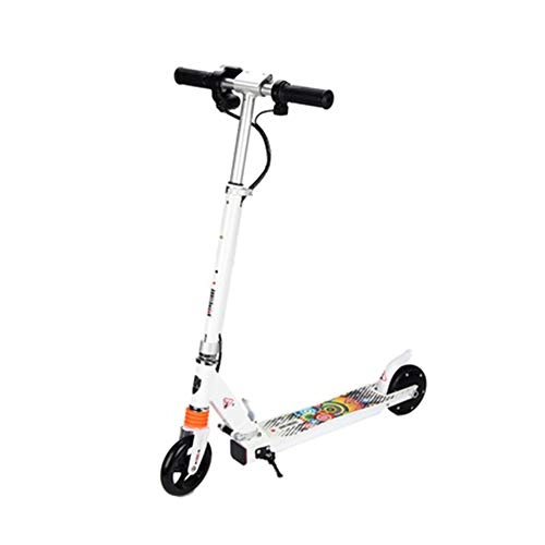 Electric Scooter : MMJC E-Scooter Foldable Electric Scooter Speed ​​Adults Up To 18 Km / H 5.5 Inch LCD Display Portable Front And Rear Tail Lights, White