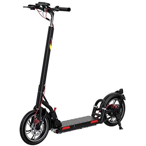 Electric Scooter : MMJC Electric Scooter 12 Inch Scooter Adult Two-Wheeled Folding Transport Lithium Battery One-Button Speed Regulation And One-Button Braking