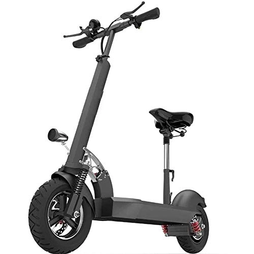 Electric Scooter : MMJC Portable Electric Scooters for Adults, Foldable, 160 Kg, Maximum Load Based 10 Inches 20-120 Km / H, Lithium Battery 10AH, with LED Light And HD Display, 80km