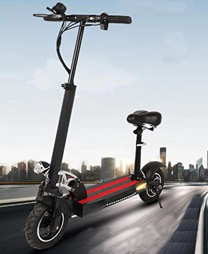 Electric Scooter : NANXCYR Foldable Electric Offroad Scooter, Adult 10 Inch City Electric Bike E-Scooter with Shock-absorbing Seat Siren HD Display Maximum Speed 40km / H, Max 70 km Long Range, 70km