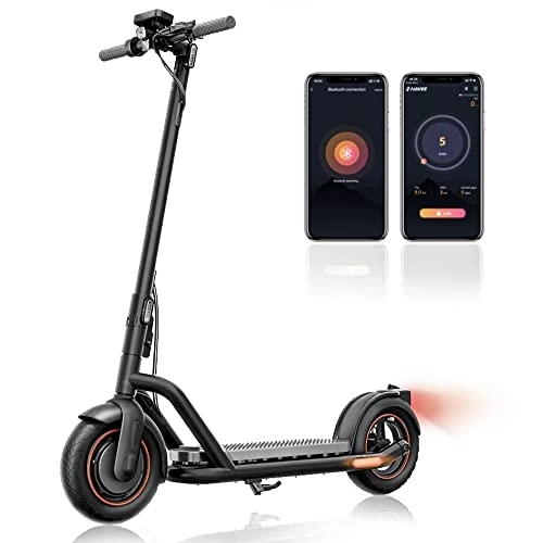 Electric Scooter : NAVEE N65 Adult Electric Scooter, 10 Inch Folding Electric Scooter, 48 V 12.5 Ah Battery, IPX4 Waterproof Bluetooth APP, Portable Electric Scooter 4 Speed Modes